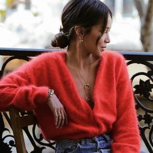 The Limited Red Angora Sweater Cardigan